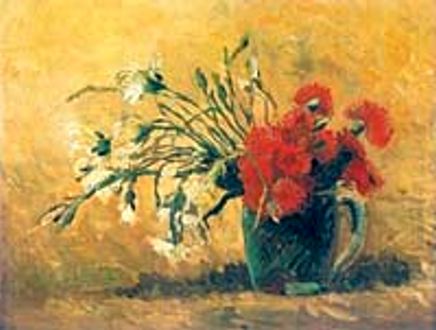Vazoda Kırmızı ve Beyaz Karanfiller / Vincent Van Gogh (VGV 002-60x80) (Çerçevesiz)