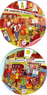 Kelime Çarkı - Giysiler (İngilizce, İspanyolca, Almanca, Fransızca, İtalyanca)