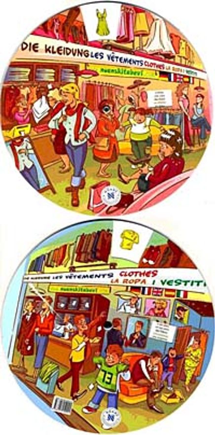 Kelime Çarkı - Giysiler (İngilizce, İspanyolca, Almanca, Fransızca, İtalyanca)