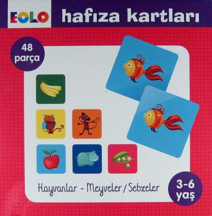 EOLO Hafıza Kartları (3-6 Yaş) / Hayvanlar-Meyveler-Sebzeler & 48 Parça