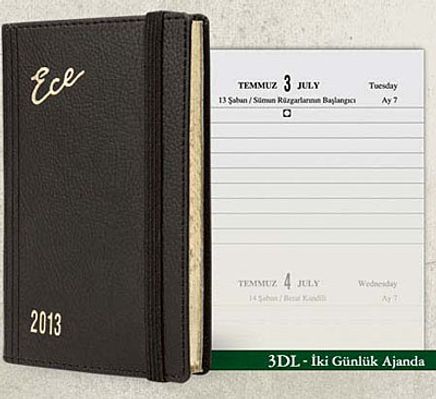 2013 Ece Ajanda - Muhtıra Serisi 3DL Cep (Ürün Kod:3) Siyah