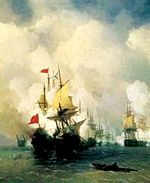 Sakız Adasında Deniz Savaşı-1848 / Ivan Konst. Aivazovsk (AIK 010-50x60) (Çerçevesiz)