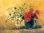 Vazoda Kırmızı ve Beyaz Karanfiller / Vincent Van Gogh (VGV 002-30x40) (Çerçevesiz)