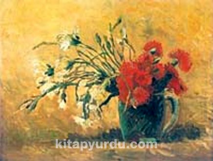 Vazoda Kırmızı ve Beyaz Karanfiller / Vincent Van Gogh (VGV 002-50x65) (Çerçevesiz)