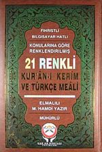 Kur'an-ı Kerim ve Türkçe Meali (Orta Boy) & Fihristli - Bilgisayar Hatlı - Konularına Göre Renklendirilmiş 21 Renkli