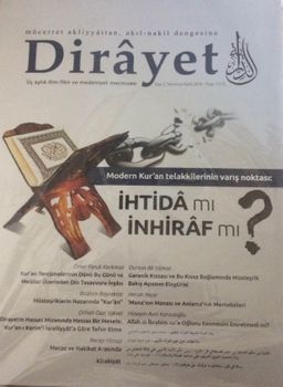 Dirayet Üç Aylık İlim Fikir ve Medeniyet Dergisi Sayı:2 Temmuz Eylül 2016