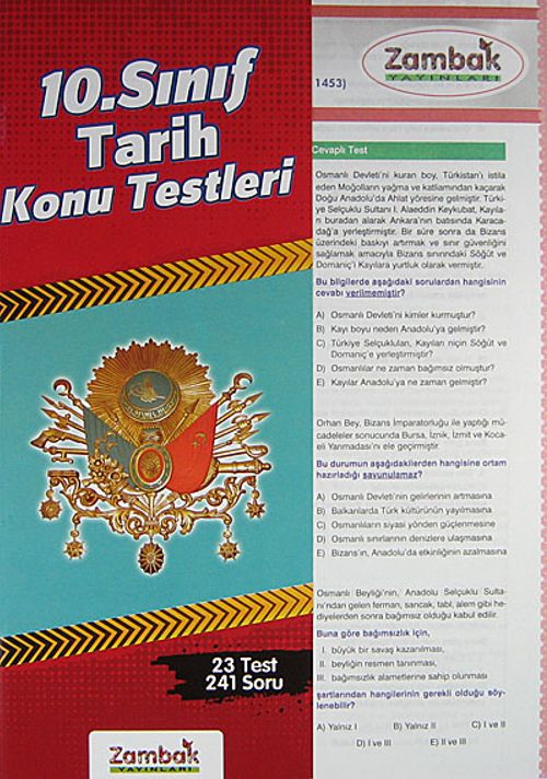 10. Sınıf Tarih Konu Testleri (23 Test-241 Soru)