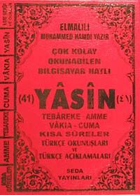 Fihristli Çok Kolay Okunabilen Bilgisayar Hatlı 41 Yasin (Kod:142) (Plastik Kapak-Hafız Boy) & Türkçe Okunuşları ve Türkçe Açıklamaları