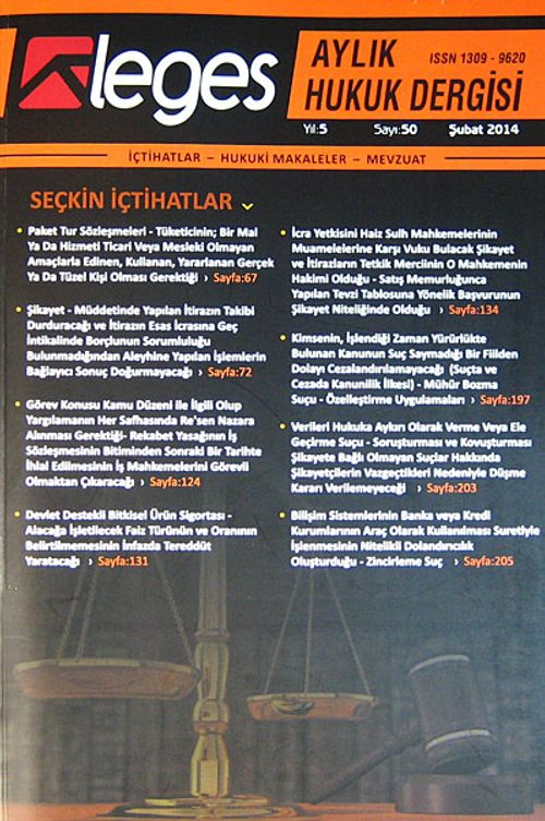 Leges Aylık Hukuk Dergisi Sayı:50 Şubat 2014