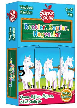 Yapboz Kartlar - Renkler,Sayılar, Hayvanlar & Oyna-Eğlen-Öğren-Zeka Geliştir (3-7 Yaş)