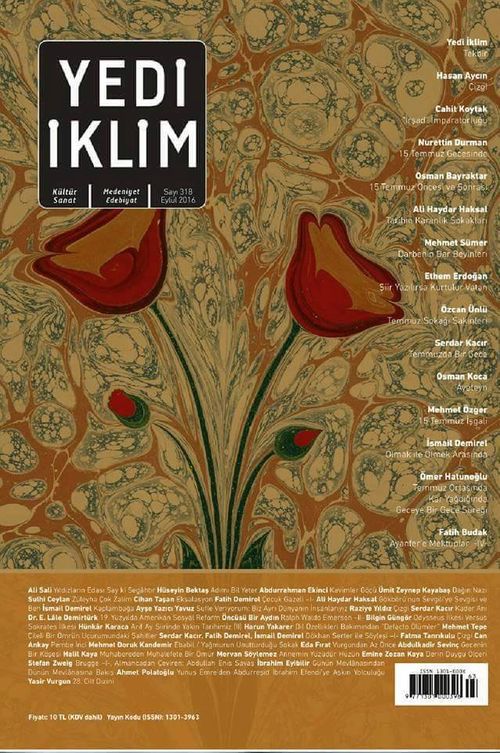 7edi İklim Sayı:318 Eylül 2016 Kültür Sanat Medeniyet Edebiyat Dergisi