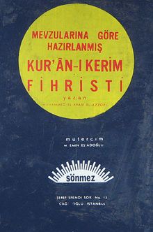 Mevzularına Göre Hazırlanmış Kur'an-ı Kerim Fihristi (Ürün kodu:1-B-1)