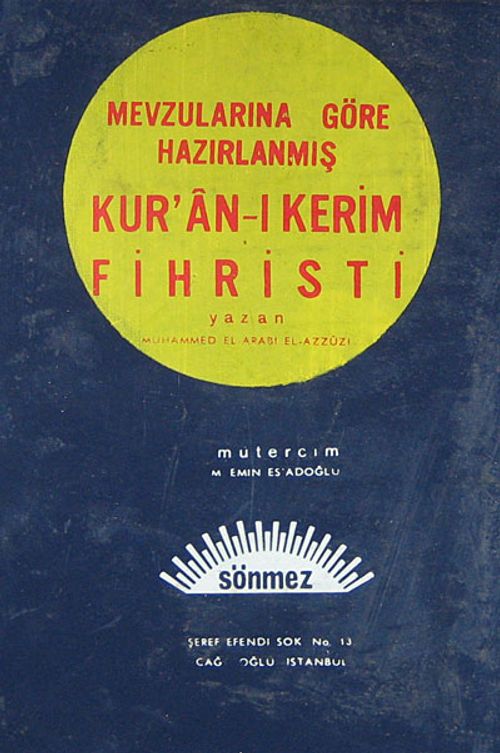 Mevzularına Göre Hazırlanmış Kur'an-ı Kerim Fihristi (Ürün kodu:1-B-1)