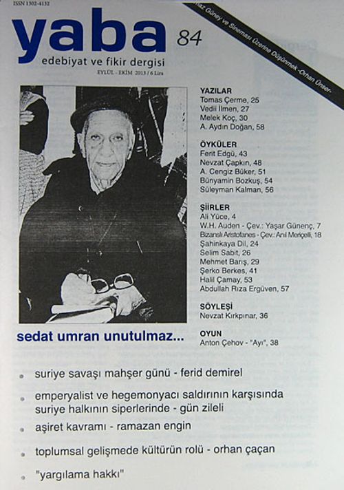 Yaba Edebiyat Sayı:84 Eylül - Ekim 2013