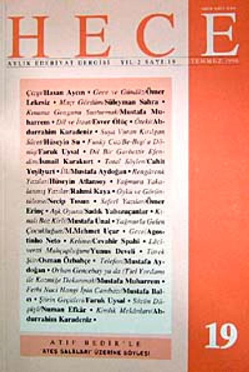 Sayı 19 Temmuz 1998 Hece Aylık Edebiyat Dergisi