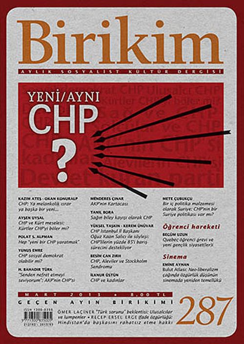 Birikim / Sayı:287 Yıl: 2013 / Aylık Sosyalist Kültür Dergisi
