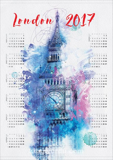2017 Takvimli Poster - Şehirler - London - Big Ben