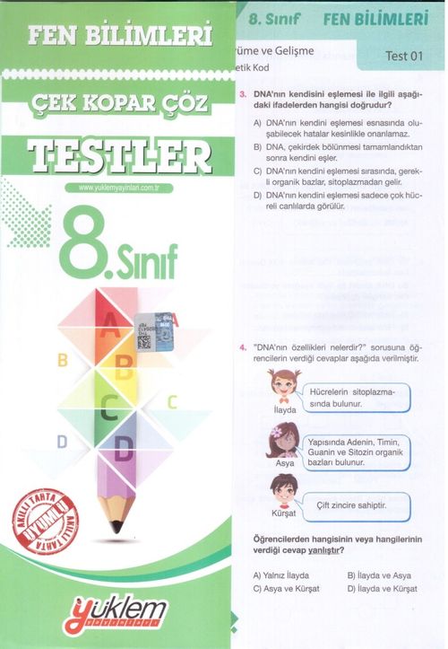 8. Sınıf Fen Bilimleri Test Çek-Kopar-Çöz