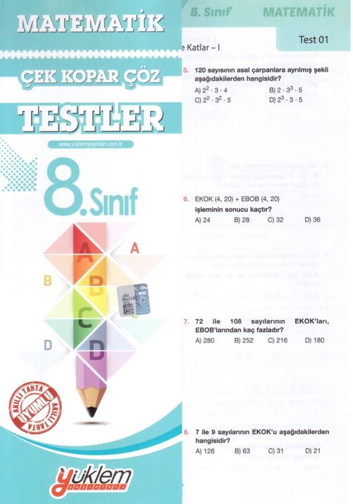8. Sınıf Matematik Test Çek-Kopar-Çöz