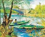Baharda Balık Avı Clichy Köprüsü / Vincent Van Gogh (VGV 030-60x75) (Çerçevesiz)