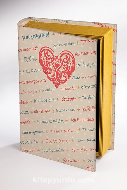 Kitap Şeklinde Ahşap Hediye Kutu Aşkın Dili - Diller - Nostaljik