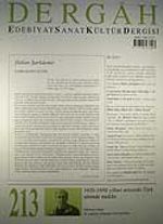 Kasım 2007, Sayı 213, Cilt XVIII / Dergah Edebiyat Sanat Kültür Dergisi
