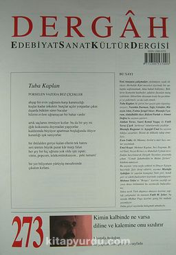 Dergah Edebiyat Sanat Kültür Dergisi Sayı:273 Kasım 2012
