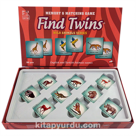Vahşi Hayvanlar 54 Parça / Find Twins Hafıza ve Eşleştirme Oyunu