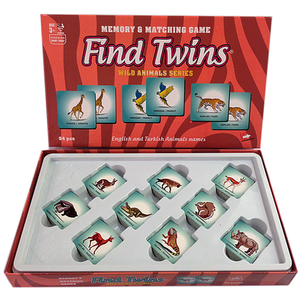 Vahşi Hayvanlar 54 Parça / Find Twins Hafıza ve Eşleştirme Oyunu