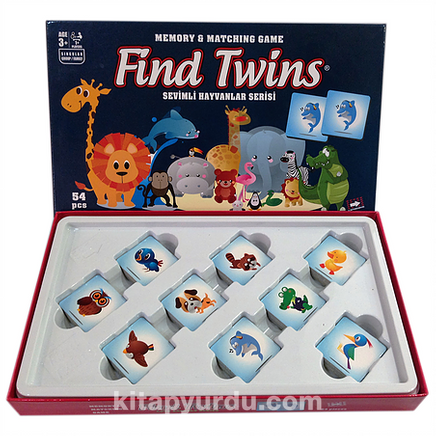 Sevimli Hayvanlar 54 Parça Büyük / Find Twins Hafıza ve Eşleştirme Oyunu