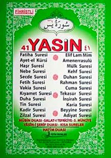 41 Yasin Fihristli (Orta Boy) Yeşil Kapak