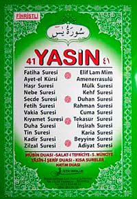 41 Yasin Fihristli (Cami Boy) Yeşil Kapak