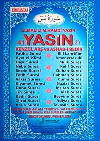 41 Yasin Fihristli & Kenzül Arş ve Ashab-ı Bedir (Cami Boy) Kod:F05