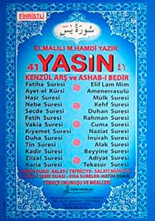 41 Yasin Fihristli & Kenzül Arş ve Ashab-ı Bedir (Cami Boy) Kod:F05