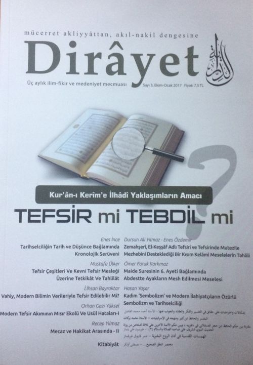 Dirayet Üç Aylık İlim Fikir ve Medeniyet Dergisi Sayı:3