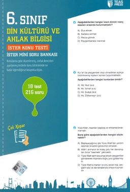 6. Sınıf Din Kültürü ve Ahlak Bilgisi Yaprak Test Çek Kopar