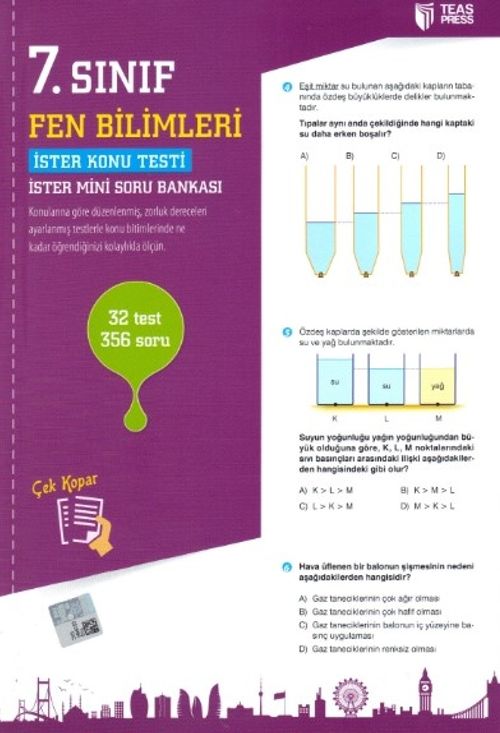 7. Sınıf Fen Bilimleri Yaprak Test Çek Kopar