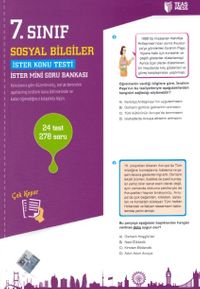 7. Sınıf Sosyal Bilgiler Yaprak Test Çek Kopar