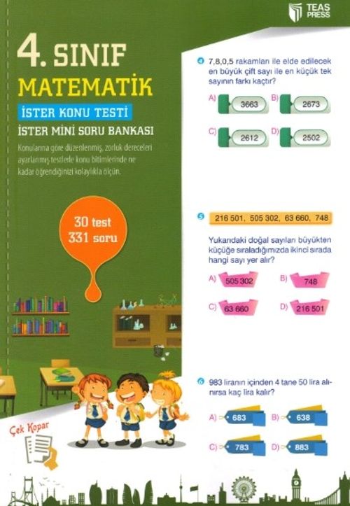 4. Sınıf Matematik Yaprak Test Çek Kopar