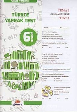 6. Sınıf Türkçe Yaprak Test 