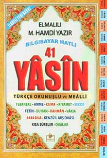 Fihristli 41 Yasin Bilgisayar Hatlı Türkçe Okunuşlu ve Mealli (Orta Boy) (Yasin 003)