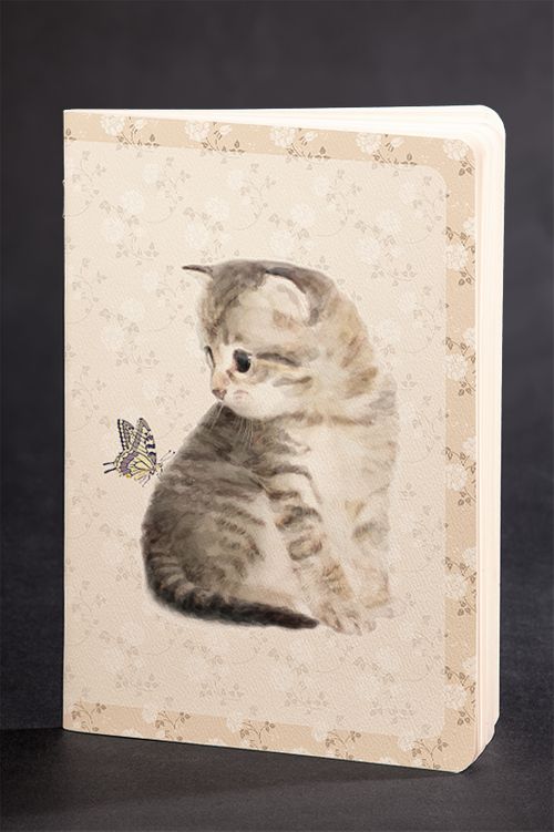 Akıl Defteri - Dokun ve Hisset Serisi - Kedi - Kelebek (10 Adet Defter)