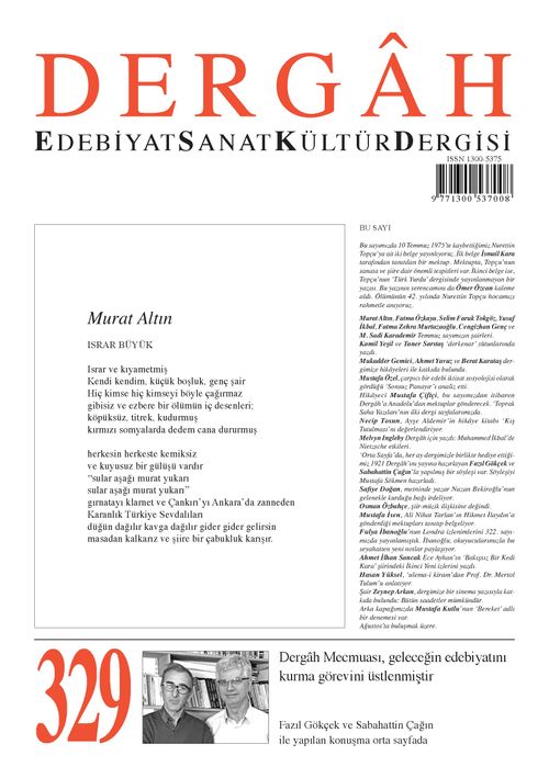 Dergah Edebiyat Sanat Kültür Dergisi Sayı 329 Temmuz 2017