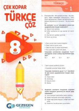 8. Sınıf Türkçe Çek Kopar Yaprak Test