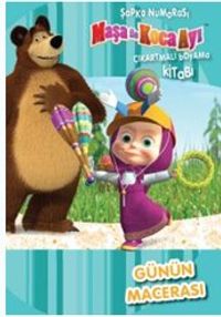 Maşa ile Koca Günün Macerası Şapka Numarası Çıkartmalı Boyama Kitabı