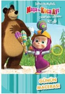Maşa ile Koca Günün Macerası Şapka Numarası Çıkartmalı Boyama Kitabı