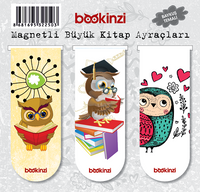 Magnetli Büyük Kitap Ayraç / Baykuş Temalı (3 Adet)