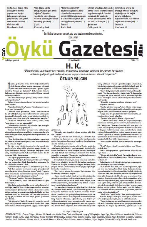 Can Aylık Öykü Gazetesi Sayı:13 Ekim 2017
