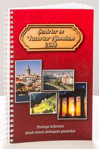 2018 Şehirler ve Yazarlar Ajandası Renkli-Spiralli (Büyük Boy)