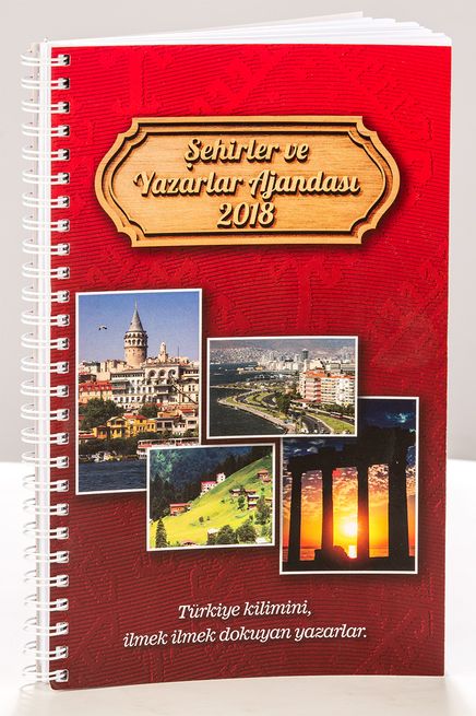 2018 Şehirler ve Yazarlar Ajandası Renkli-Spiralli (Büyük Boy)